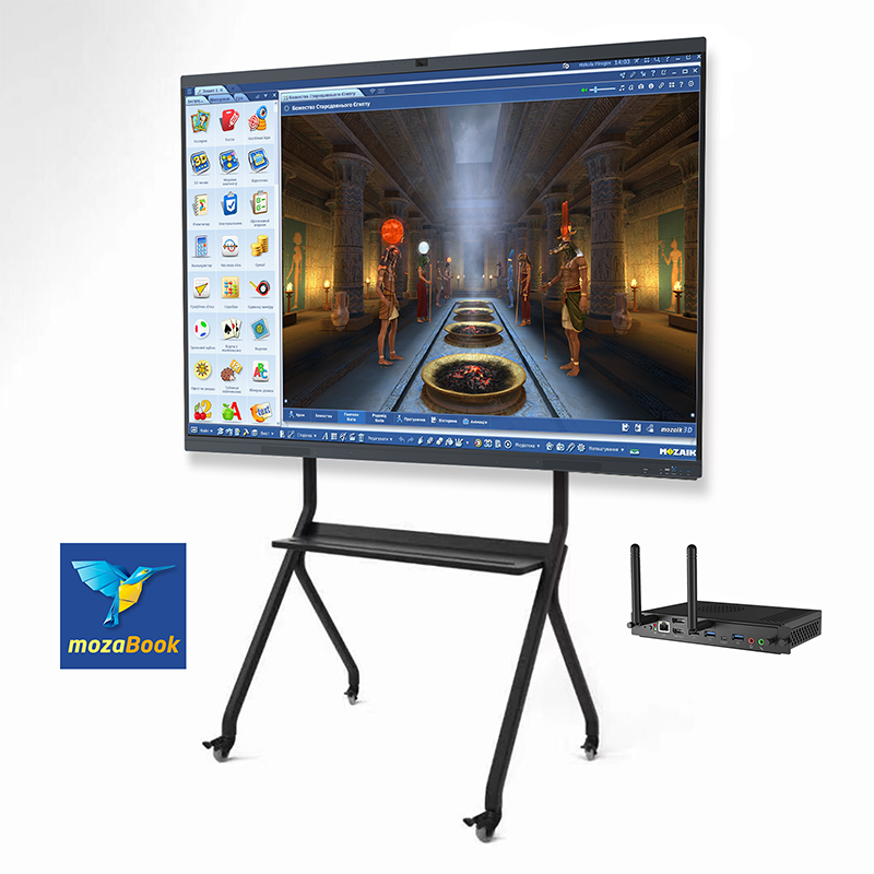 Інтерактивна панель EdPro Touch B 75" (ETP75B), OPS ПК (Intel i7 12Gen/16/512/W11Pro), мобільний стенд, MozaBook Classroom (підписка на 1 рік)